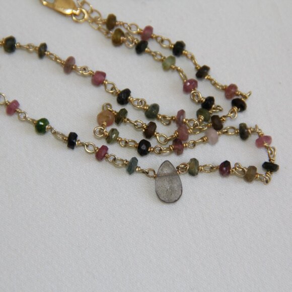 Ela Rae Labradorite and Tourmaline Gold Necklace - Picture 9 of 13